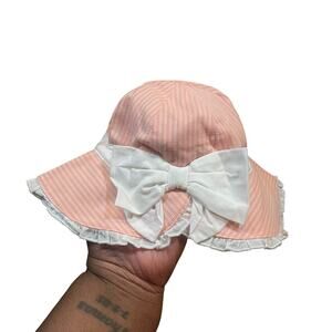 Janie‎ and Jack Baby Sun Hat 0-3 Months Pink Stripe Bow Ruffles Spring Summer